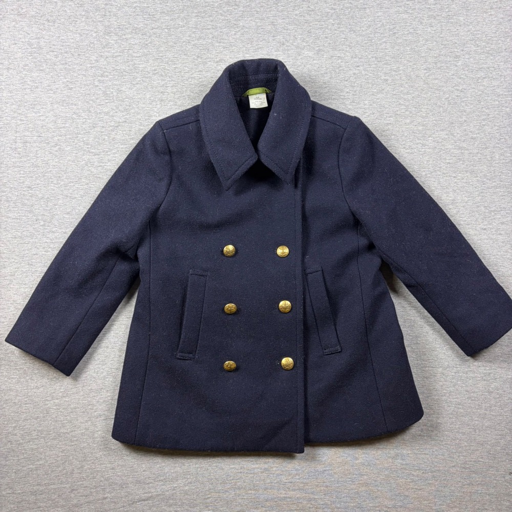 Crewcuts Pea Coat Girls 4-5 Navy Blue Wool Double Breasted Gold Buttons